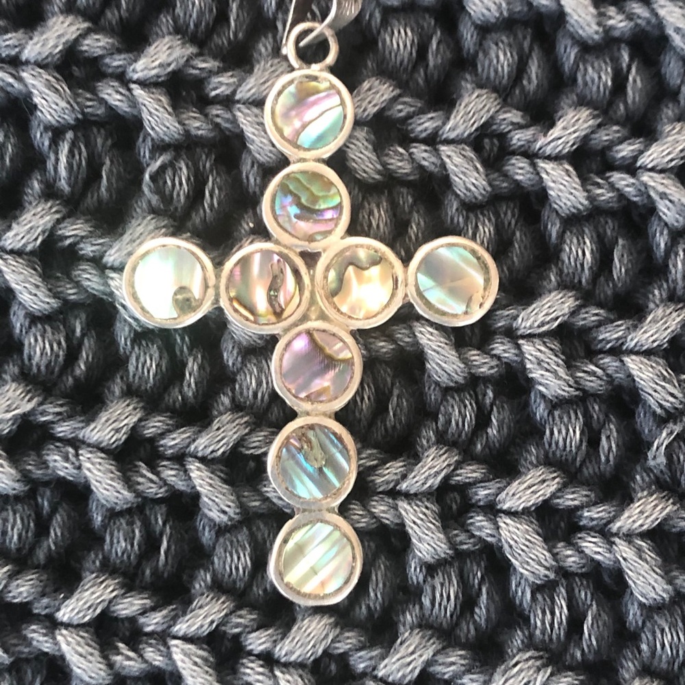 Large Mexican silver Taxco abalone inlay c…
